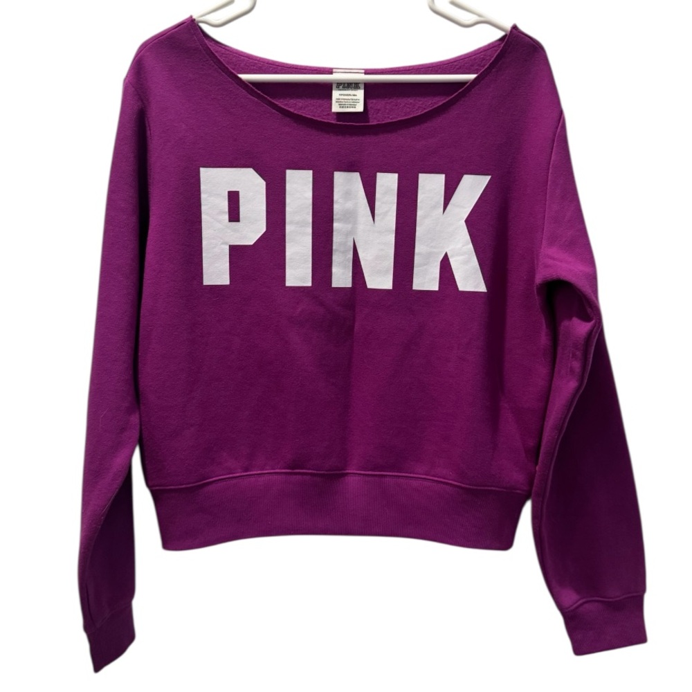 PINK Victoria's Secret Purple Off the Shoulder Sweatshirt Size Small